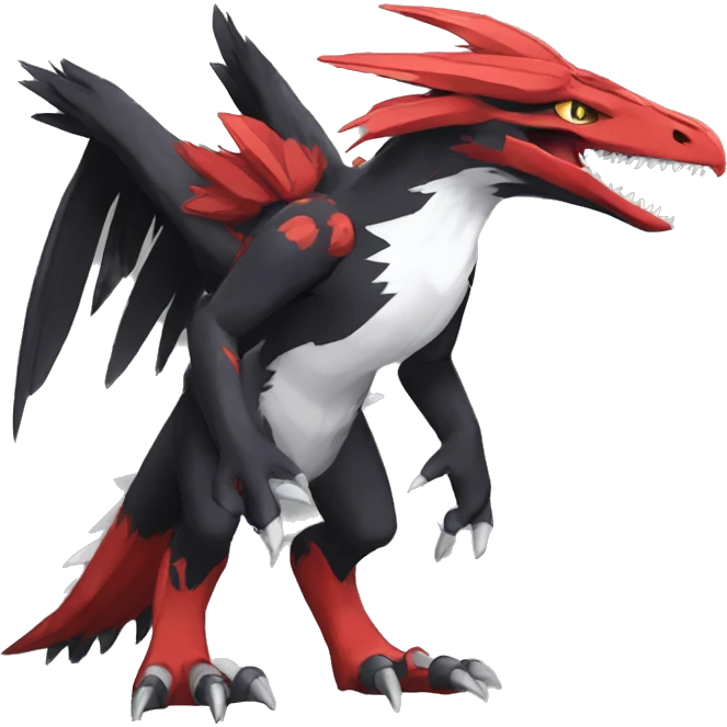  Cool Edgy Black Red White Digimon-Fakemon-Raptor-Reptile full body emoji