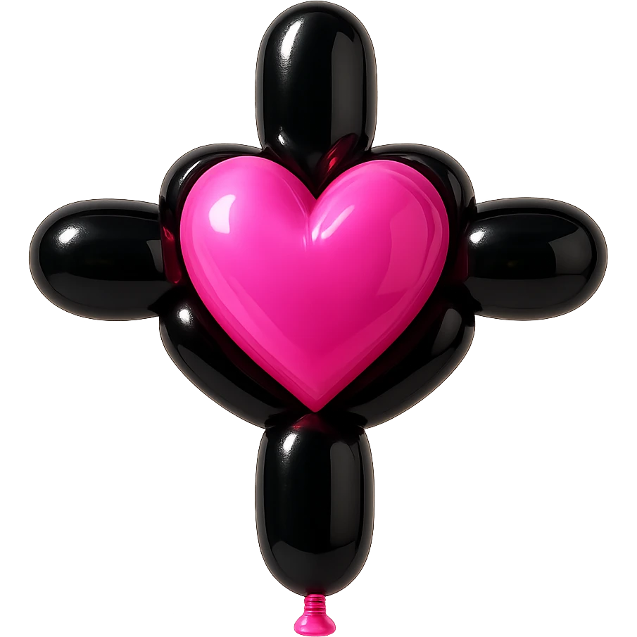 BLACKPINK-inspired gothic object, playful and shiny, black and pink palette, balloon style emoji