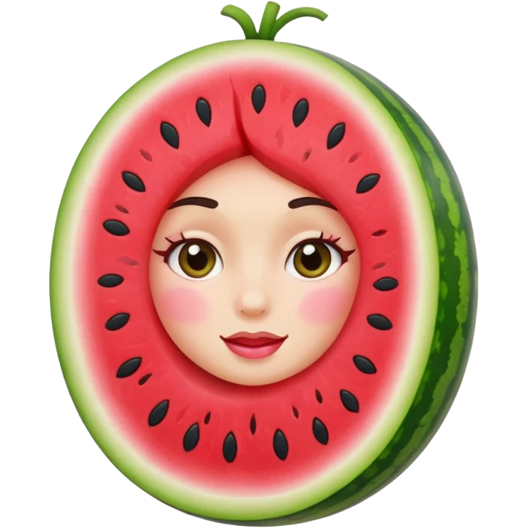 feminine watermelon with blushing cheeks emoji