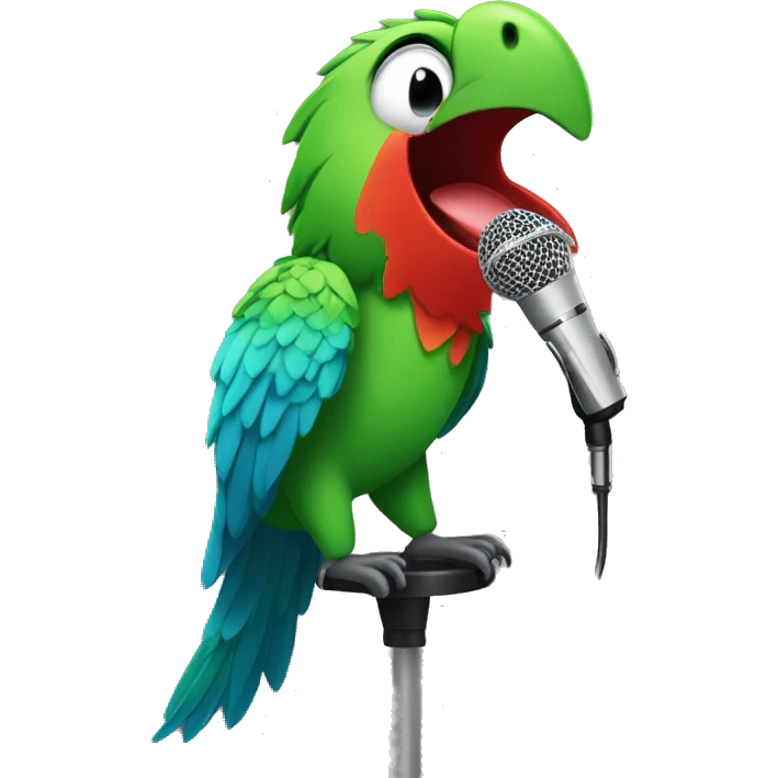 Singing parrot into the microphone emoji