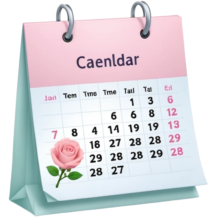 un calendrier avec une date entourée. Tons pink/rose emoji