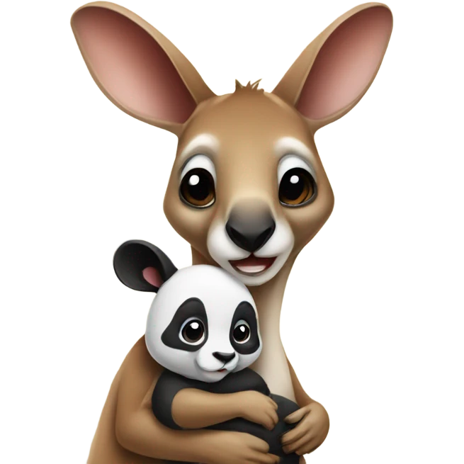 Kangaroo with panda baby emoji