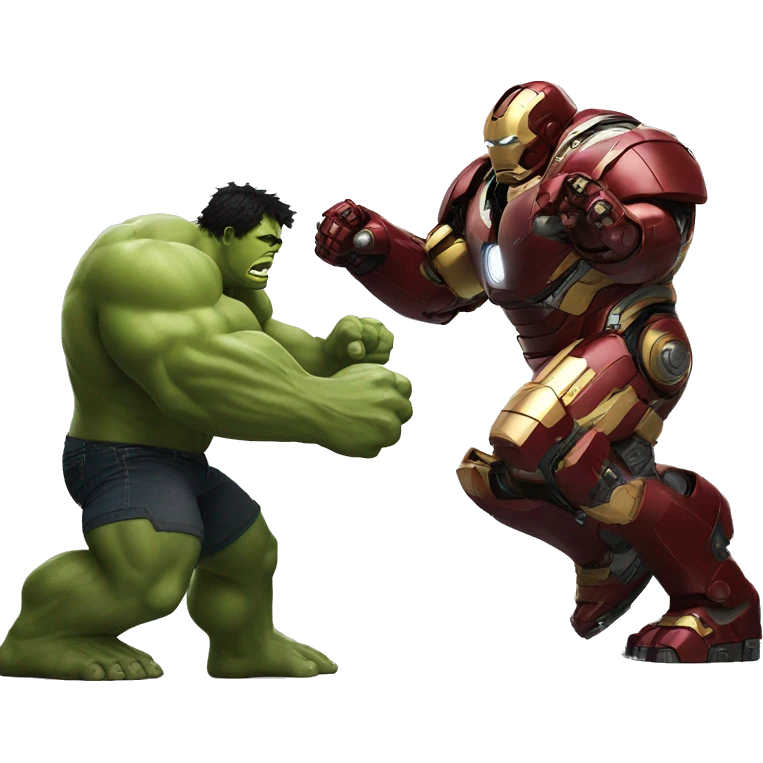 hulkbuster fighting with hulk emoji
