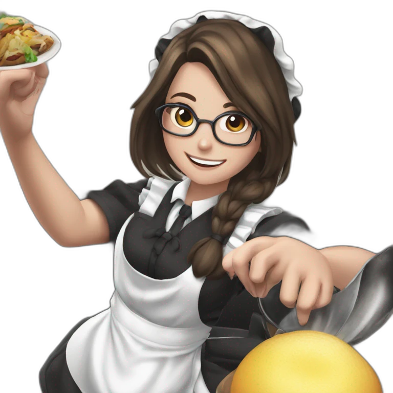 smiling maid serving delicious food emoji