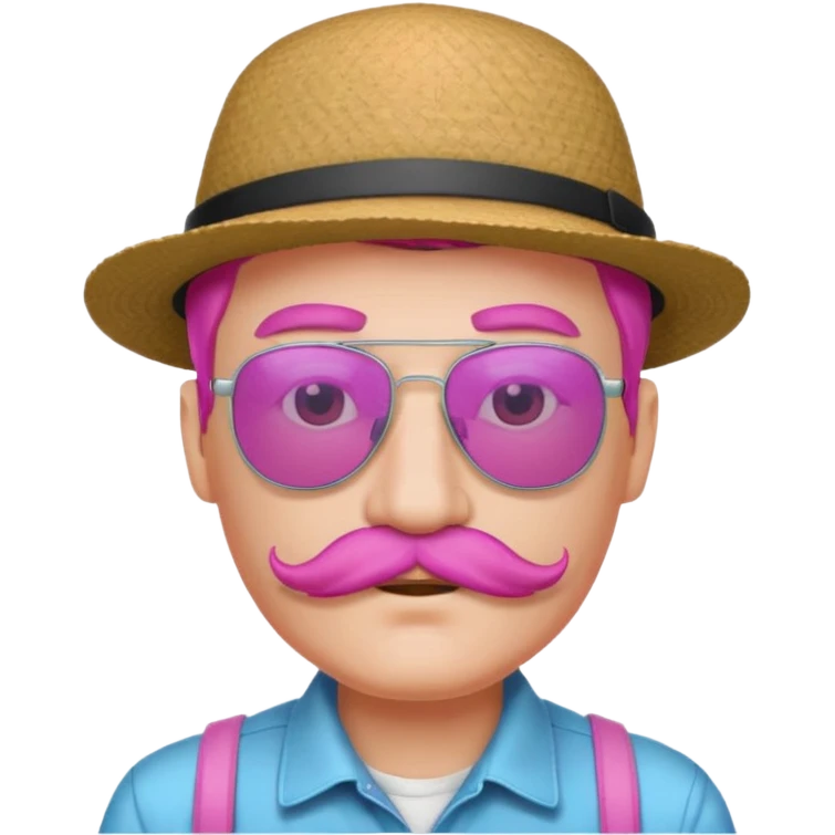pink-haired mustache man with hat and sunglasses emoji