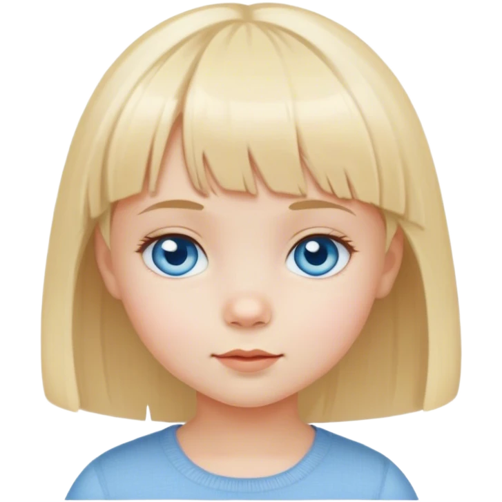 Girl toddler with blue eyes and short blond hair with bangs  emoji