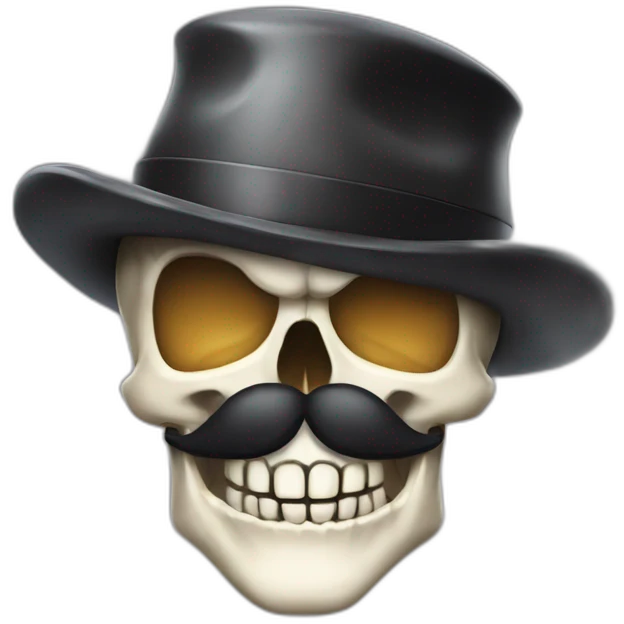 skull with moustache and hat of mario bros emoji