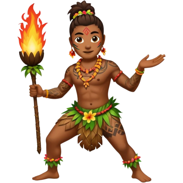 hawaiian fire dancer with tattoos emoji