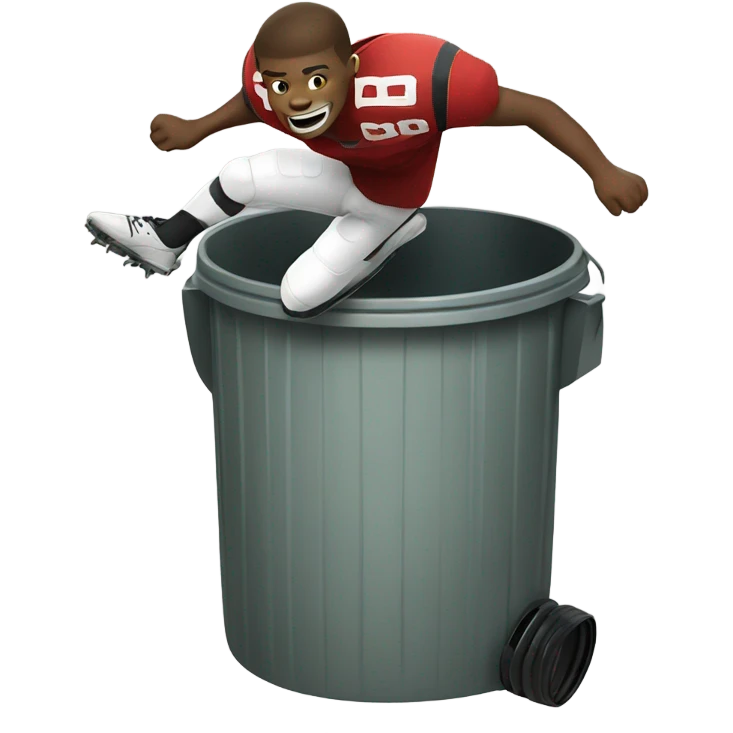 Football player jumping in a trash can emoji