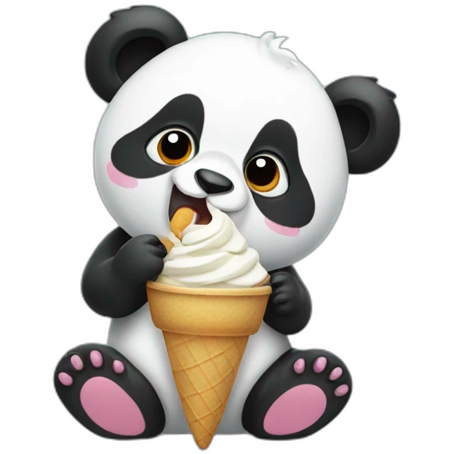 Panda eating ice cream emoji