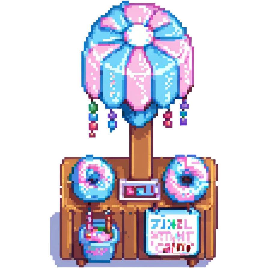 cotton candy stand, pixel art style emoji