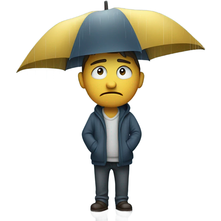 Sad man in rain emoji
