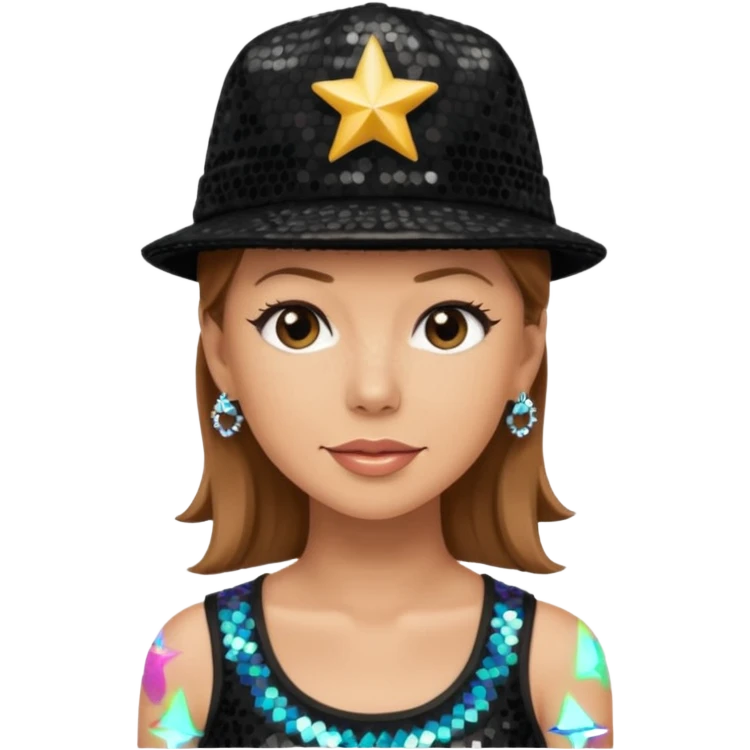 Donnie Wahlberg from NKOTB with light brown hair, black sequin crop top and hat emoji