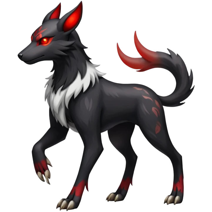Shiny Exotic Excessive Mysterious Houndoom-Mightyena-Pokémon-Fakémon-hybrid-creature (full body) emoji