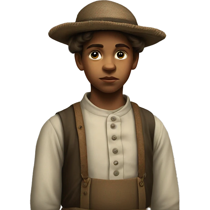 19th century peasant boy photorealistic serious emoji