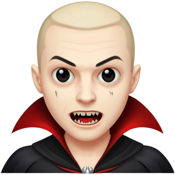 vampire with fangs and buzz cut black  emoji