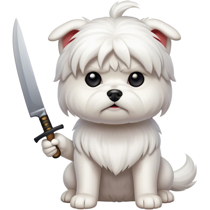 Maltese dog with knife emoji
