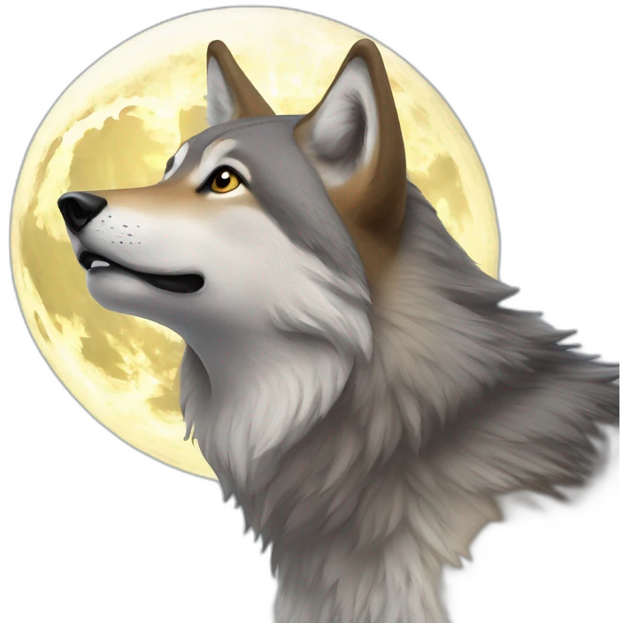 Loup avec une pleine lune emoji