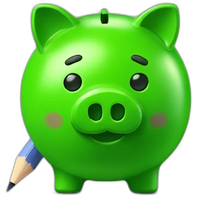 green piggybank with pencil emoji