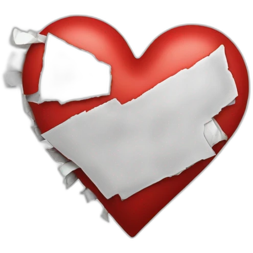 White Taped red broken heart emoji