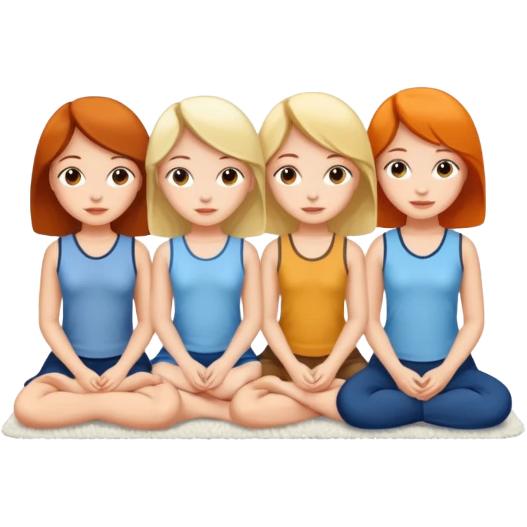 3 girls sitting on a white rug emoji