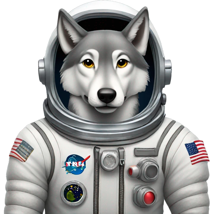 grey emoji wolf astronaut emoji
