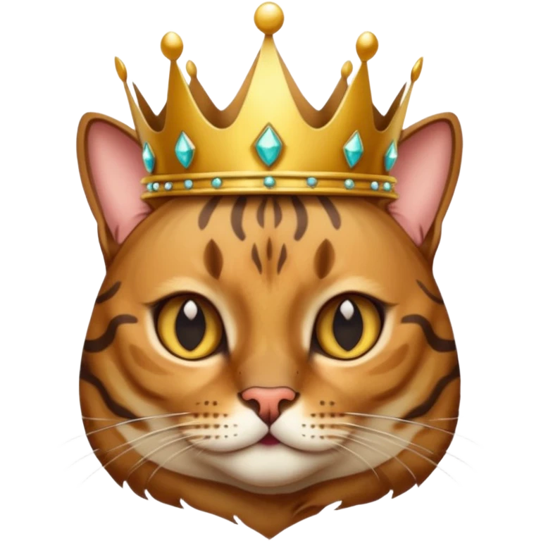 brown bengal cat with crown emoji