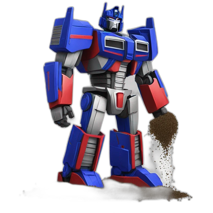 Optimus prime stepping in dog poop emoji
