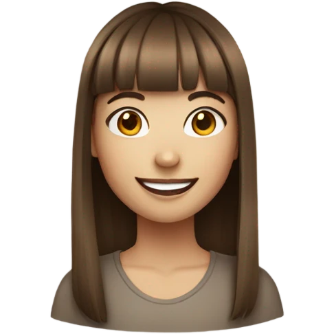 Smiling girl with brown hair and bangs and nose ring emoji
