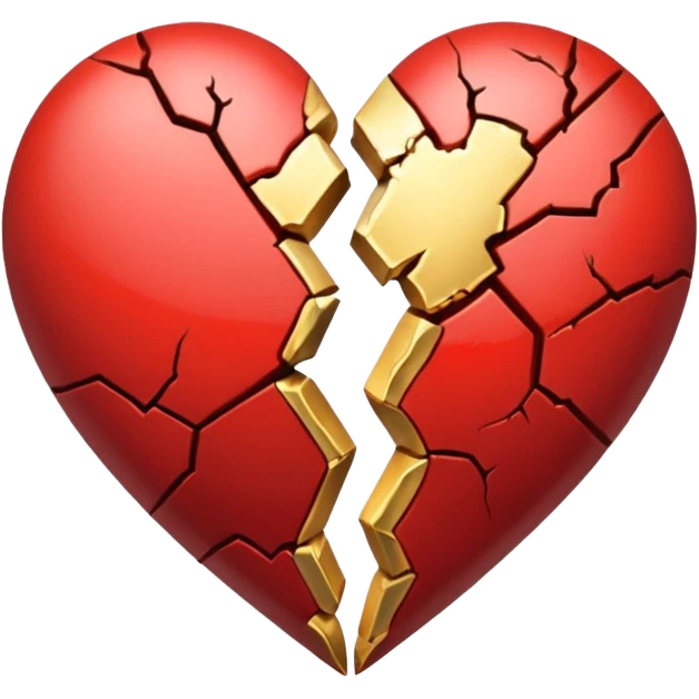 Make a heart with one crack down the middle making it split into two. Fill the crack with gold emoji
