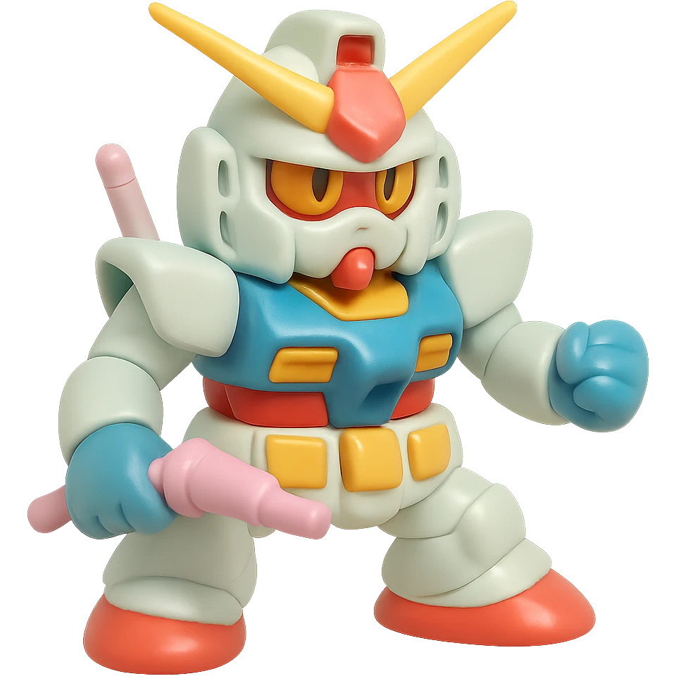 a Gundam robot as a vinyl figure, detailed armor, dynamic pose, iconic color scheme emoji