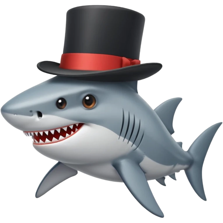 Shark with a top hat emoji