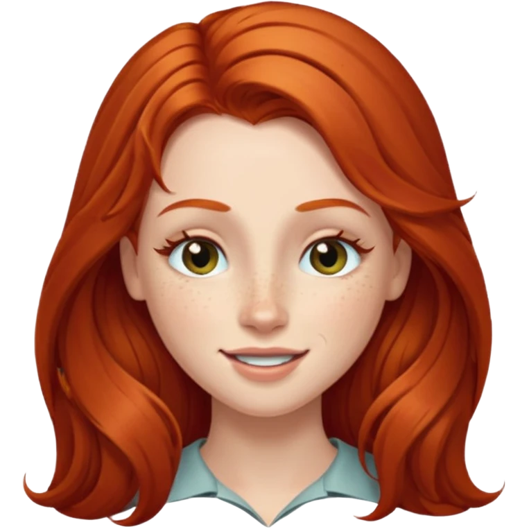 Long haired redhead winking wirh right eye emoji