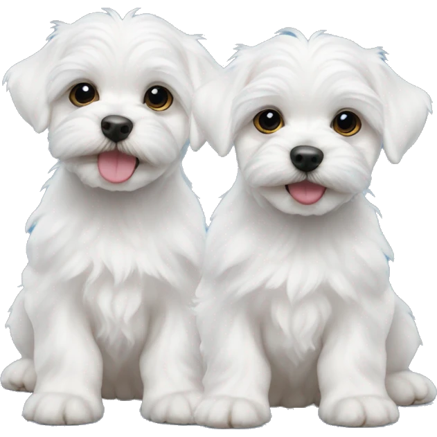  3 Maltese puppies posing  emoji