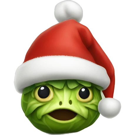 Brussels sprout with a Christmas hat realistic no eyes emoji