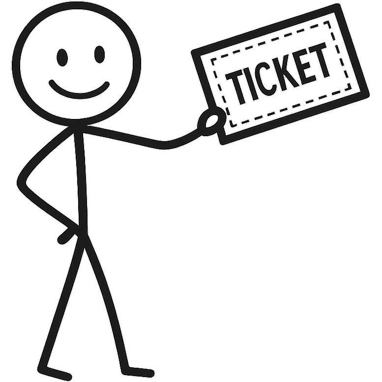stickman holding a ticket in hand emoji