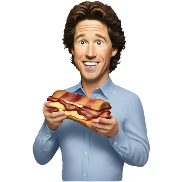 Joel Osteen eating bacon emoji