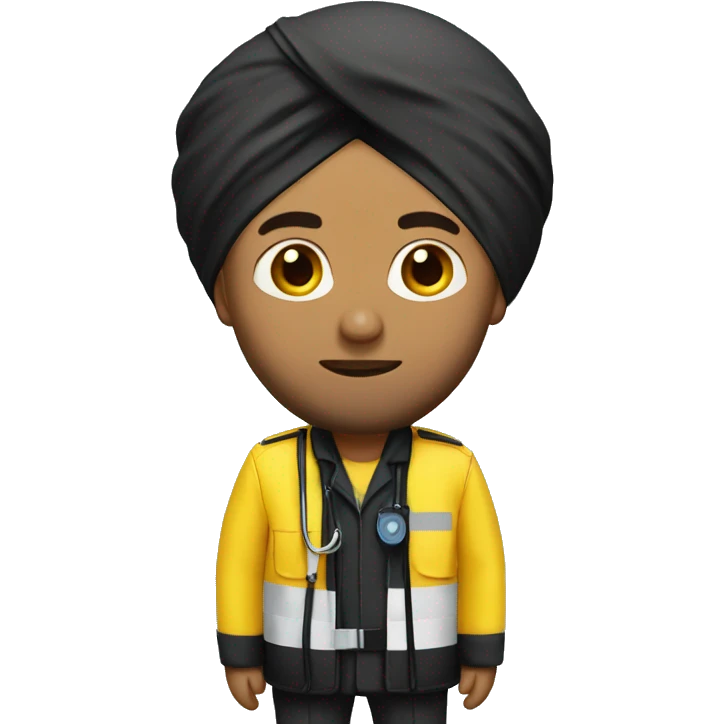 Sikh man wearing black turban and yellow paramedic jacket emoji