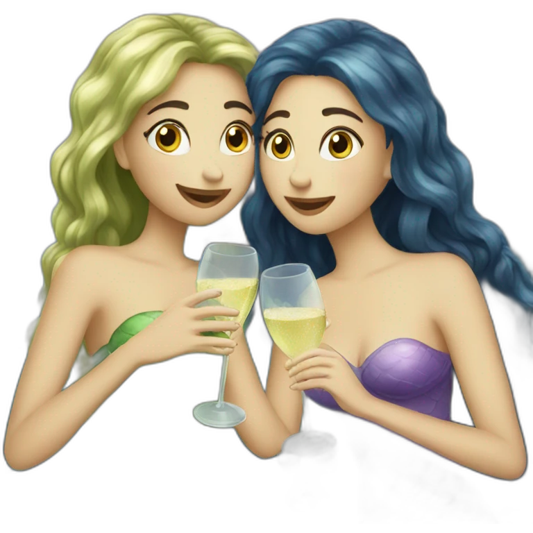 Two mermaids drinking champagne  emoji