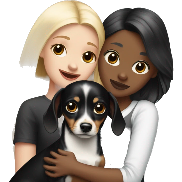 black dachshund and black and white chihuahua with and a blonde girl  emoji