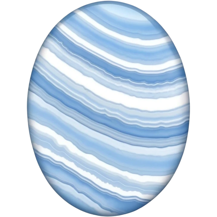 Oval blue lace agate with ethereal sky blue and white banded patterns resembling lace emoji