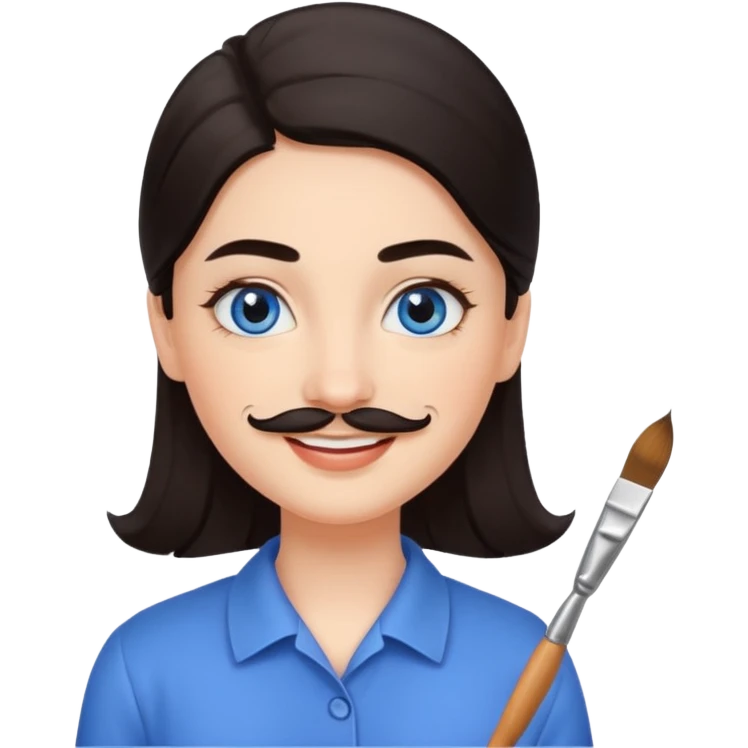 Girl oval face with fair skin. His eyes were blue, and his eyebrows were dark and somewhat bushy. Above his upper lip he wore a small brush-like moustache, known as a "His hair was dark  emoji