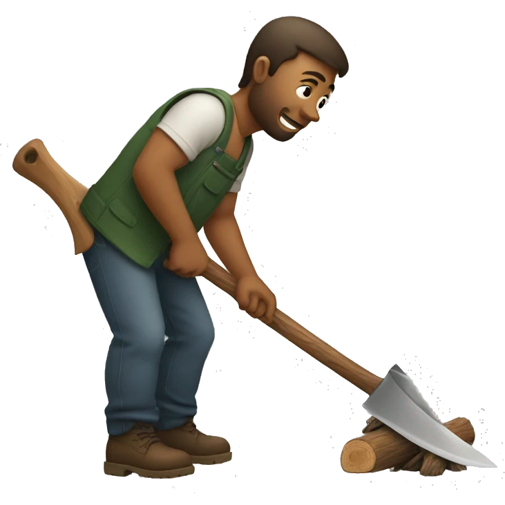 man CUTTING TREE WITH AXE emoji
