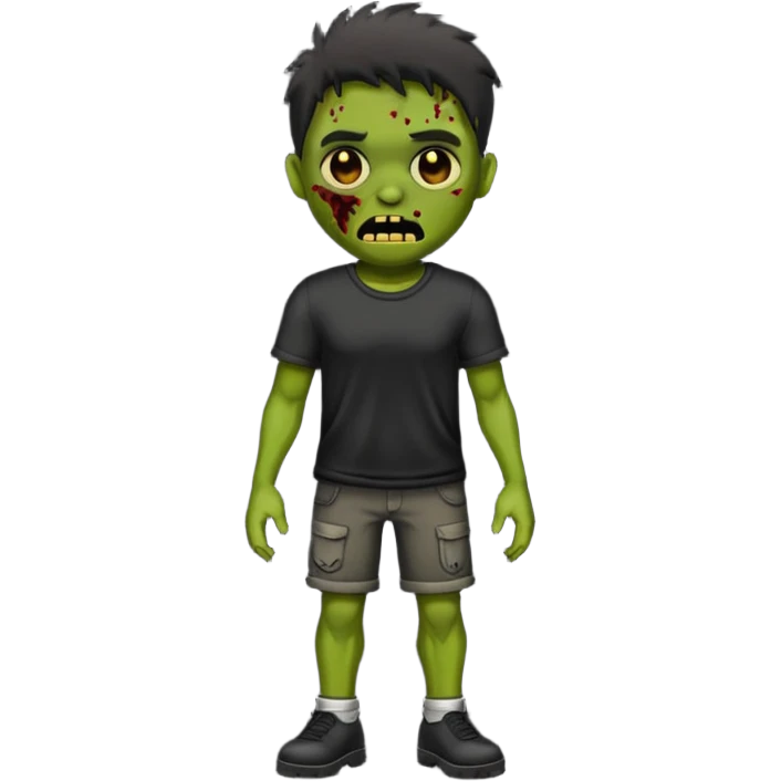 Emoji de zumbi masculino com a roupa preta e o fundo preto emoji
