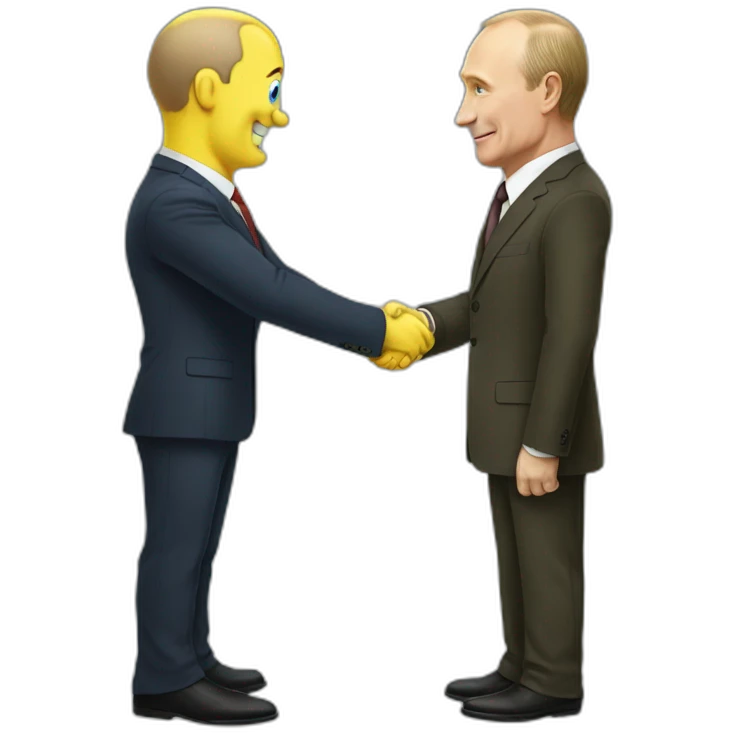 Putin handshake with spongebob emoji