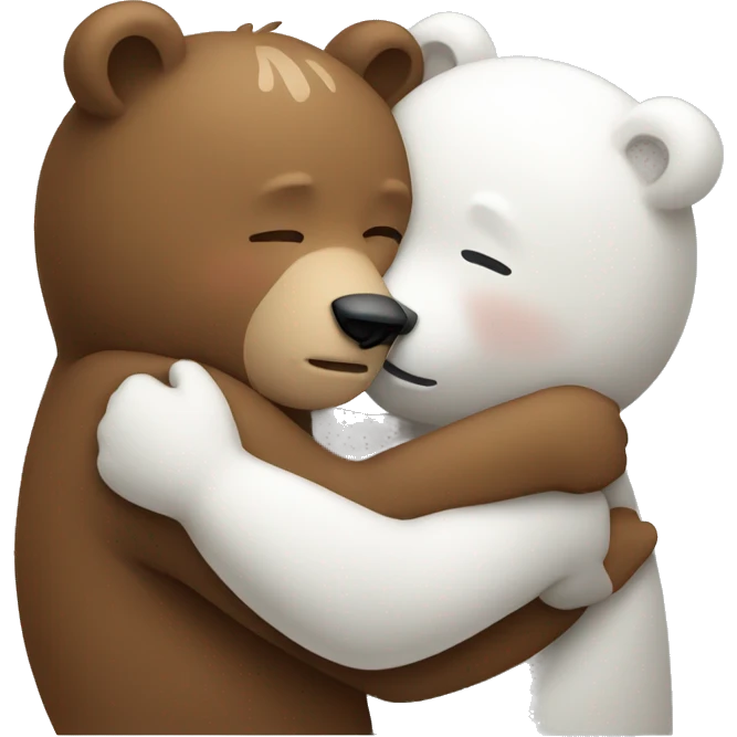 White and brown bear hugging emoji