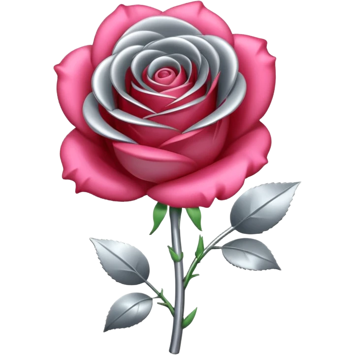 gray metal chrome rose, without green leaves, just flower emoji