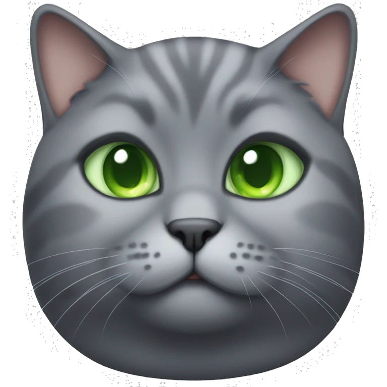 Fat grey cat with green eyes cute emoji