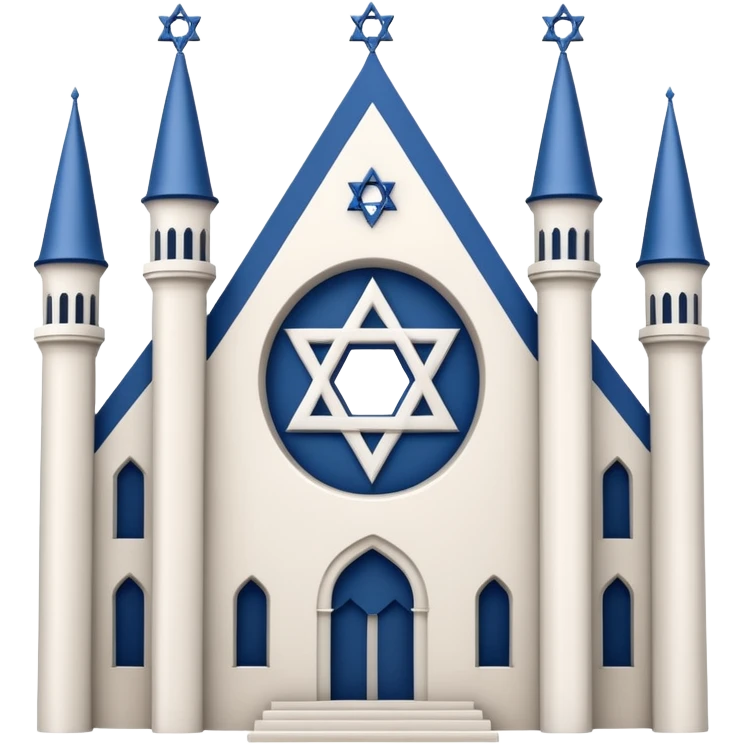reform jewish synagogue similar to historical religious architecture in europe. the building should be white in color, feature gothic architectural elements and star of david as main symbol. no crosses, no christian symbols, no blue colors and no visual associations with israel. ios style. emoji