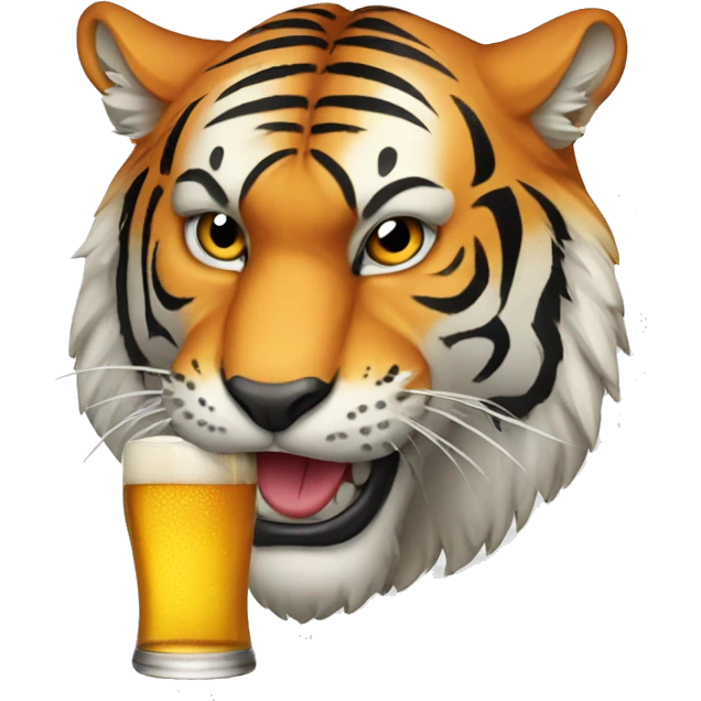 A tiger's head drinking beer emoji